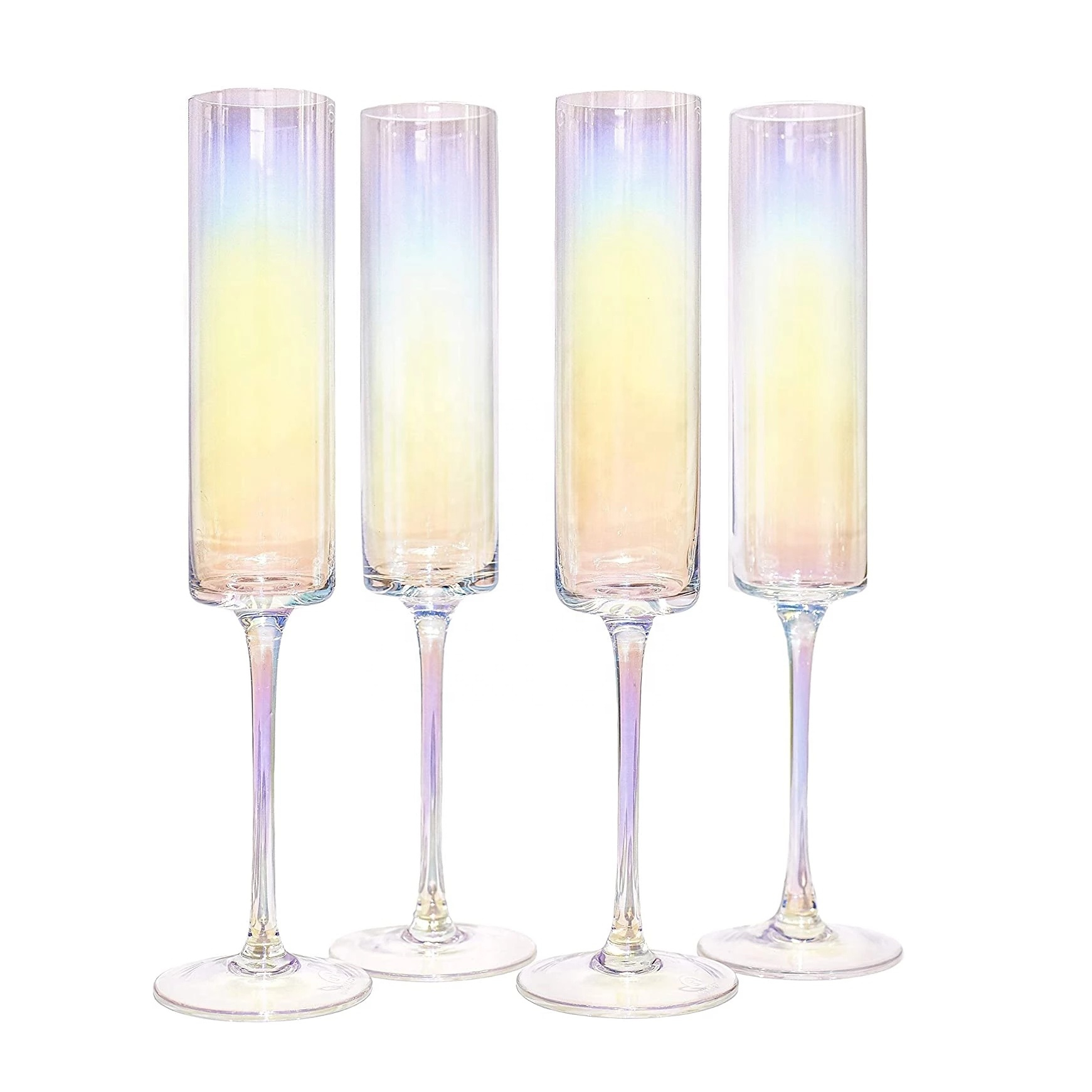 Square Rainbow Colored Wine Glasses