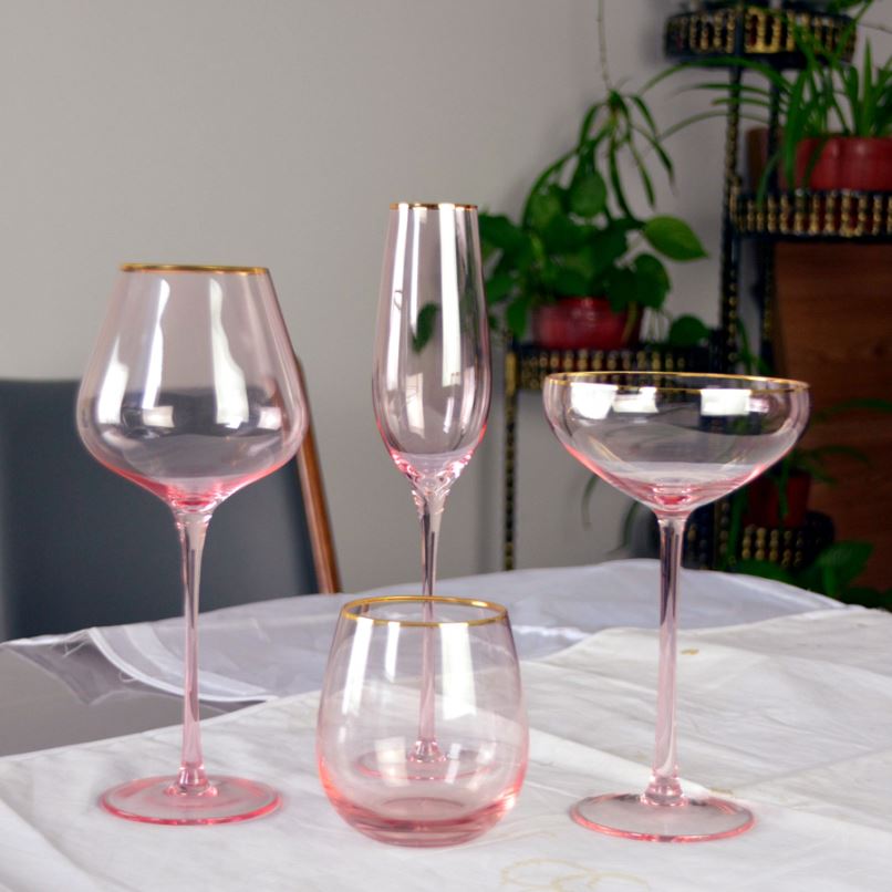 Colored Pink Plastic Wine Glasses
